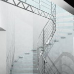 studie schodiště - kombinace sklo + kov